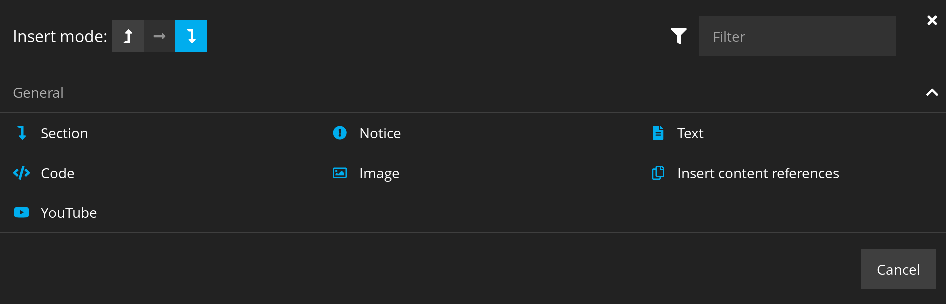 NodeType Selection MenuBox